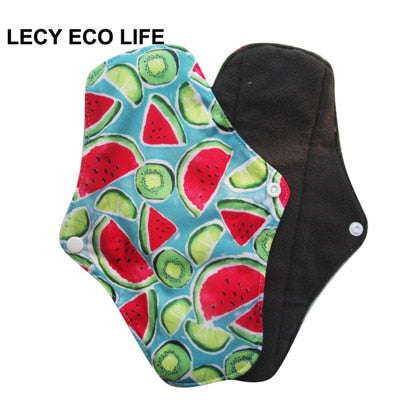 [LECY ECO LIFE] almohadillas menstruales de tela interior de lana de carbón de bambú para mujer con estampado de flamenco, almohadillas impermeables reutilizables para mamá para mujer