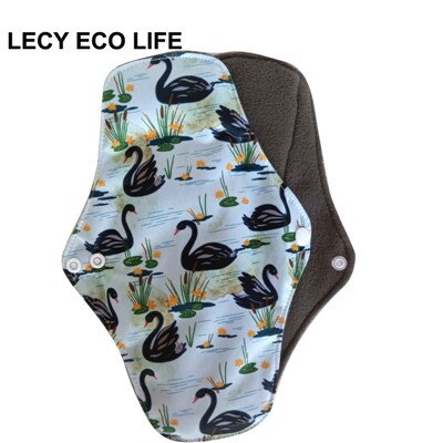 [LECY ECO LIFE] bamboo charcoal fleece inner lady cloth menstrual pads Flamingo printed,Reusable waterproof Mummy pads for Women