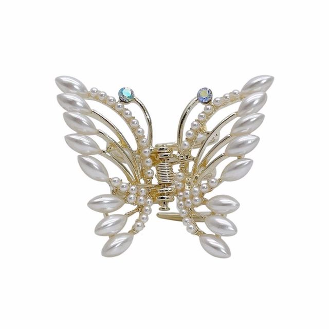 Summer Small Rhinestone Butterfly Hair Claws Hairpin Cute Pearl Grabs Metal Hair Clip For Women Sweet Accessories