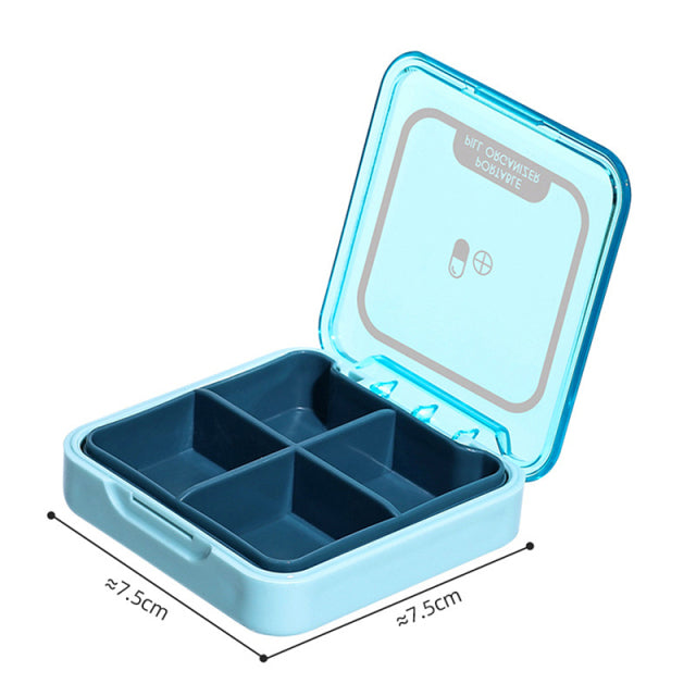 4 Grids Wasserdichte Medizin Pillendose zur Aufbewahrung Reise Pillendose Vitamine Behälter Kunststoffbox Kapseln Organizer für Tabletten