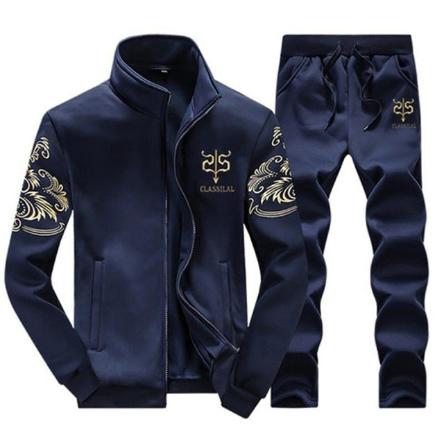 Herren Trainingsanzug Sportbekleidung Sets Frühling Herbst Lässige Trainingsanzüge Herren 2 Stück Reißverschluss Sweatshirt + Jogginghose Marke Trainingsanzug Set