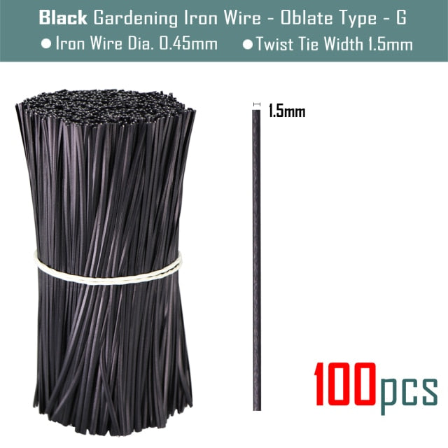 100PCS Oblate Gardening Cable Ties Reusable Iron Wire Twist Tie for Flower Plant Climbing Vines Multifunction Coated Fix Strings