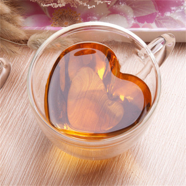 Taza de cristal de doble pared resistente al té, taza de cerveza, leche, jugo de limón, taza para beber, tazas de café para amantes, taza de regalo