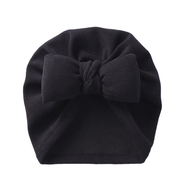 Boutique Faux Cashmere Baby Hat Warm Autumn Winter Beanies Solid Bow Topknot Bonnet Infant Boys Girls Caps New Turban Headwraps