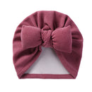 Boutique Faux Kaschmir Babymütze Warme Herbst Winter Mützen Solide Schleife Topknot Bonnet Infant Jungen Mädchen Caps New Turban Headwraps