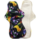 Lecy Eco Life wiederverwendbare Menstruationseinlagen für starken Blutfluss 1 Stück 13" Flamingo bedruckte Nachteinlagen, große atmungsaktive Damen-Stoffeinlagen