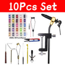 Wifreo Rotations-Fliegenbinde-Schraubstock-Werkzeuge Messing-C-Klemme Rotierendes Hakenwerkzeug Stahl-Peitschen-Finisher Spulenfadenhalter Grundlegendes Fliegenhaken-Werkzeug