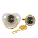 Baby-Schnuller mit Buchstabenaufdruck und Kettenclip für Neugeborene, BPA-frei, Luxus-Bling-Schnuller aus Silikon, Schnuller, Chupeta, 0–18 Monate