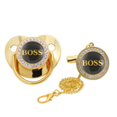 Baby-Schnuller mit Buchstabenaufdruck und Kettenclip für Neugeborene, BPA-frei, Luxus-Bling-Schnuller aus Silikon, Schnuller, Chupeta, 0–18 Monate