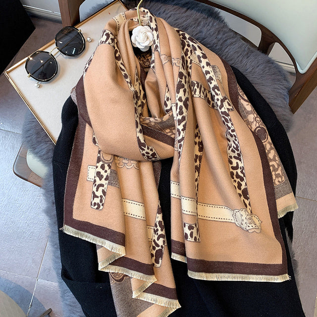 Bufanda de Cachemira de invierno para mujer, diseño cálido, manta de Pashmina, bufandas de carro, chal para mujer, decoración femenina, Foulard grueso