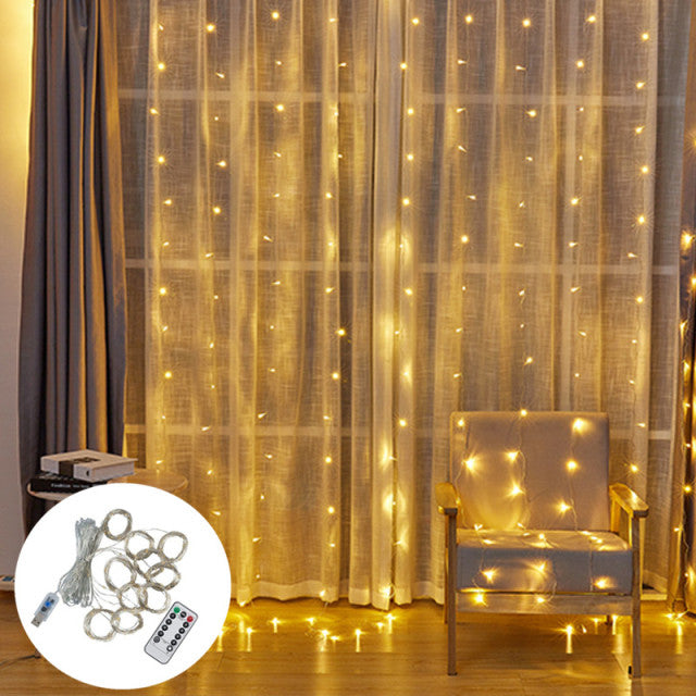 Guirnalda de Navidad LED luces de hadas cortina luces de cadena adornos navideños remotos Año Nuevo 2022 adornos navideños para el hogar