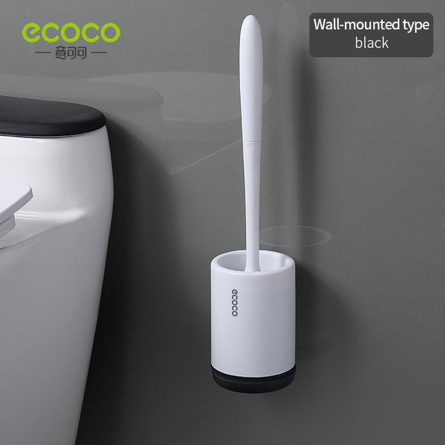 ECOCO WC-Bürste mit Silikonkopf, schnell entleerendes Reinigungswerkzeug, Wandhalterung oder bodenstehende Reinigungsbürste, Badezimmerzubehör