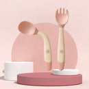 2 STÜCKE Silikon Löffel Gabel für Baby Utensilien Set Hilfsnahrung Kleinkind Essen lernen Training Biegbare weiche Gabel Säuglingsgeschirr
