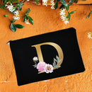 Make-up-Taschen für die Brautjungfer, Blumen-Alphabet-Druck, Kosmetikkoffer, Brautparty, Make-up-Tasche, Necessaries, Lady Tote, Geldbörse, Hochzeitsgeschenke