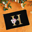 Make-up-Taschen für die Brautjungfer, Blumen-Alphabet-Druck, Kosmetikkoffer, Brautparty, Make-up-Tasche, Necessaries, Lady Tote, Geldbörse, Hochzeitsgeschenke