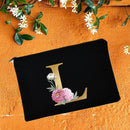 Make-up-Taschen für die Brautjungfer, Blumen-Alphabet-Druck, Kosmetikkoffer, Brautparty, Make-up-Tasche, Necessaries, Lady Tote, Geldbörse, Hochzeitsgeschenke