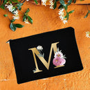 Make-up-Taschen für die Brautjungfer, Blumen-Alphabet-Druck, Kosmetikkoffer, Brautparty, Make-up-Tasche, Necessaries, Lady Tote, Geldbörse, Hochzeitsgeschenke