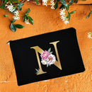 Make-up-Taschen für die Brautjungfer, Blumen-Alphabet-Druck, Kosmetikkoffer, Brautparty, Make-up-Tasche, Necessaries, Lady Tote, Geldbörse, Hochzeitsgeschenke