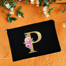 Make-up-Taschen für die Brautjungfer, Blumen-Alphabet-Druck, Kosmetikkoffer, Brautparty, Make-up-Tasche, Necessaries, Lady Tote, Geldbörse, Hochzeitsgeschenke