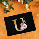 Make-up-Taschen für die Brautjungfer, Blumen-Alphabet-Druck, Kosmetikkoffer, Brautparty, Make-up-Tasche, Necessaries, Lady Tote, Geldbörse, Hochzeitsgeschenke