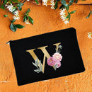 Make-up-Taschen für die Brautjungfer, Blumen-Alphabet-Druck, Kosmetikkoffer, Brautparty, Make-up-Tasche, Necessaries, Lady Tote, Geldbörse, Hochzeitsgeschenke