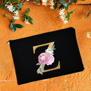 Make-up-Taschen für die Brautjungfer, Blumen-Alphabet-Druck, Kosmetikkoffer, Brautparty, Make-up-Tasche, Necessaries, Lady Tote, Geldbörse, Hochzeitsgeschenke