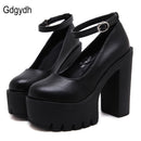 Gdgydh 2022 nueva primavera otoño casual zapatos de tacón alto sexy ruslana korshunova tacones gruesos plataforma bombas negro blanco tamaño 42