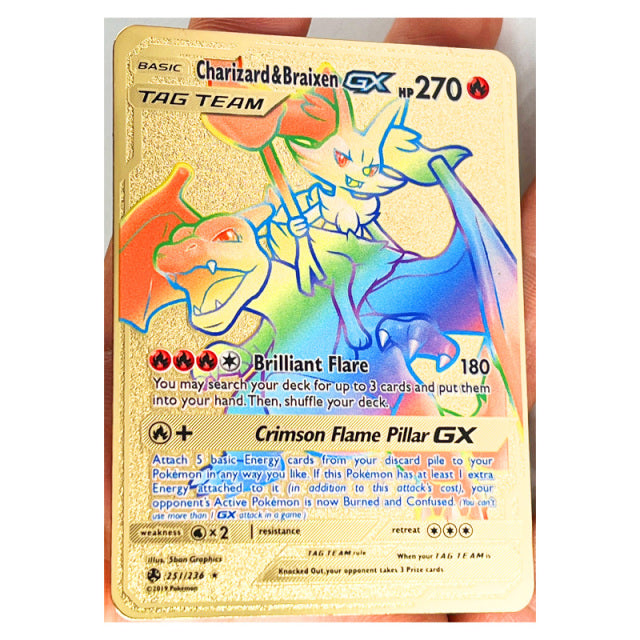 Pokemon 27 estilos nuevo Mewtwo GX MEGA tarjeta de Metal dorado Super juego colección Anime tarjetas juguetes para niños regalo de Navidad