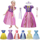 Mädchen Rapunzel Prinzessin Cosplay Kleider Party Geschenk Belle Cinderella Aurora Schneewittchen Sofia Mesh Ballkleid Geburtstagskostüm