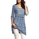 2021 Mode Frauen Bluse Digital Schwarz Druck Polyester Langes Hemd Großer Saum 3/4 Ärmel Frau Bluse Und Top Damen Kleidung