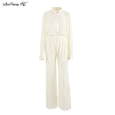 Mnealways18, pantalones de pierna ancha plisados ​​Beige, pantalones de mujer, moda 2022, pantalones sueltos informales, pantalones largos elegantes de oficina para mujer