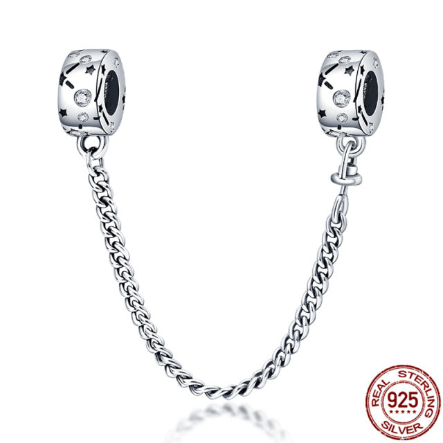 plata charms of ley 925 silver Starry Sky Series Charm Safety Chain fit pandora 925 original bracelets pulseira diy 2021 new