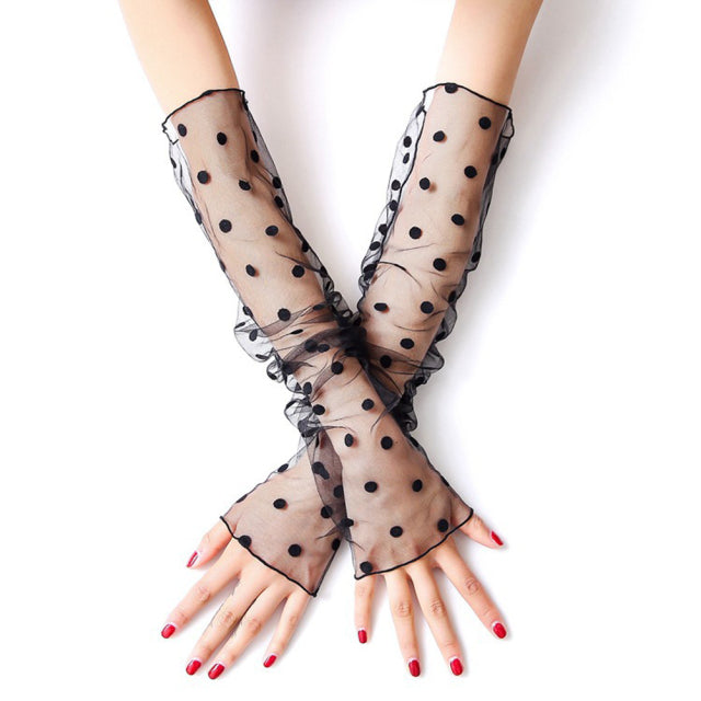 Sexy Spitzennetz-Handschuhe Elastische Handschuhe Braut-Langarm-Handschuhe Mesh-Liturgie-Handschuhe Sexy Handschuh-Sommer-Spitzen-Jacquard-Fischnetz-Handschuhe