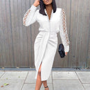 Frauen Sexy aushöhlen Kurzarm Partykleid Frauen elegante O-Ausschnitt Falten knielanges Kleid lässig Schnürung Femme figurbetontes Kleid