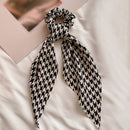 Korea Langes Band Perlen Haarbänder Schleife Haargummis Für Frauen Mädchen Sommer Blumendruck Pontail Haargummis Haarschmuck