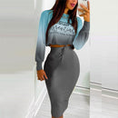 Eleganter Anzug für Damen Mode 2021 Party Rock Set Silm Fit Langarm Druck Kordelzug Gerafftes Kleid Mujer Robe Femme