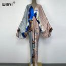 Sexy bech high-quality hand-rolled feel silk rayon fashion print 2021 WINYI Maxi women&