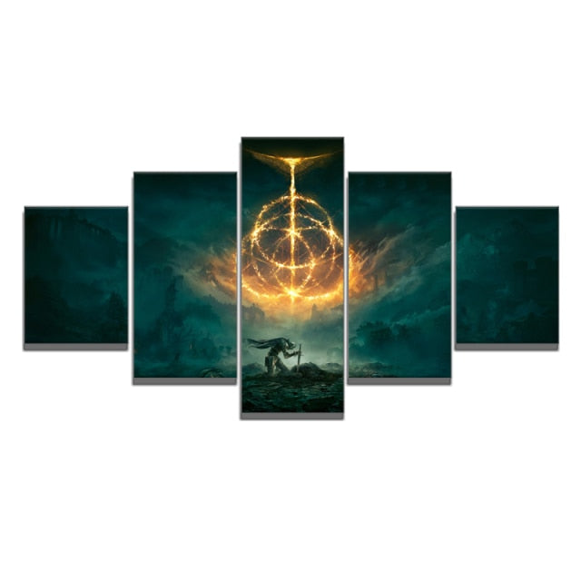 5 Piece Dark Souls Elden Ring Video Games Art Landscape Poster for Wall Decor Wall Art Canvas Painting Christmas Gift