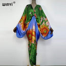 Sexy bech high-quality hand-rolled feel silk rayon fashion print 2021 WINYI Maxi women&