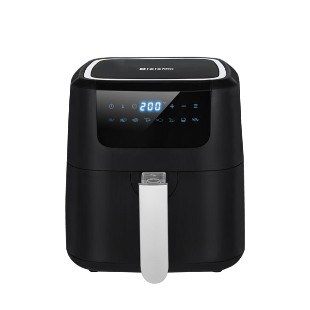 BioloMix Air Fryer One Touch Screen with 8 Cooking Functions, Nonstick double pot,5L Black Oilless Air Fryers Oven