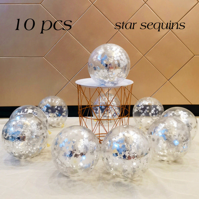10/20 Star Confetti Balloons Metallic Confetti Latex Transparent Ballon Baby Shower Birthday Party Wedding Decoration Ball Globo