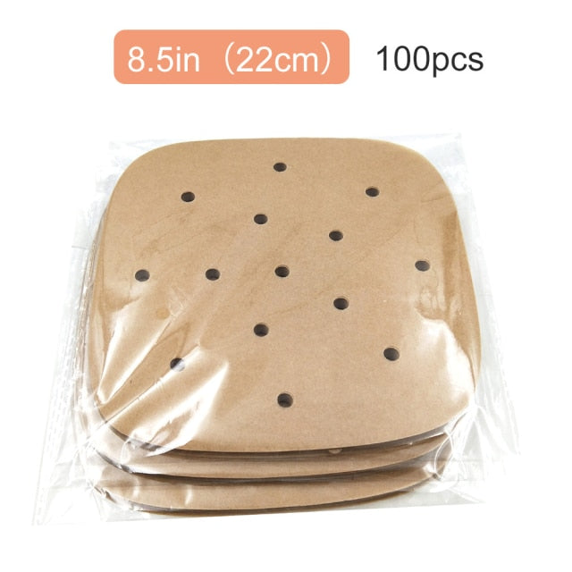 50pcs 16/20cm Air Fryer Disposable Paper Parchment Wood Pulp Steamer Baking Paper For Air Fryer Cheesecake Air Fryer Accessories