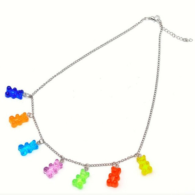 Cartoon Rainbow Candy Bear Ins Colored Gummy Candy Woman Bear Bounce Di Hip Hop Jelly Color Bracelet Girl Bracelet Gift