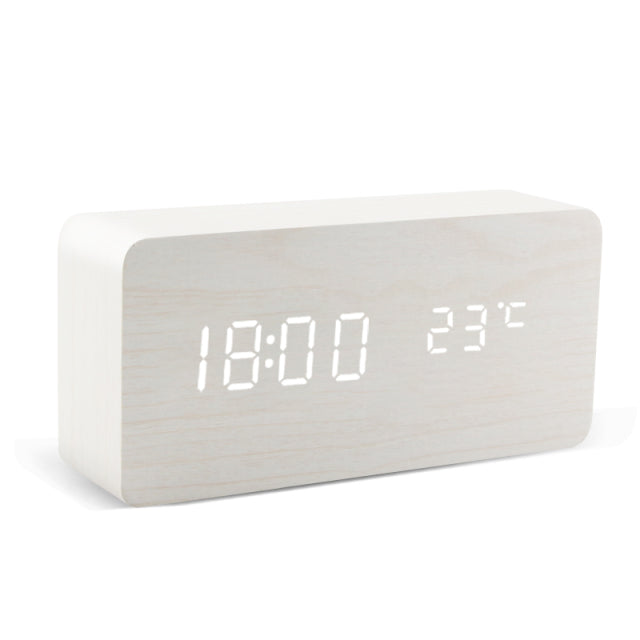 Relojes USB/AAA LED Despertador de madera Reloj de mesa Control de voz Despertador de madera digital Mesa de escritorio electrónica Decoración 2022