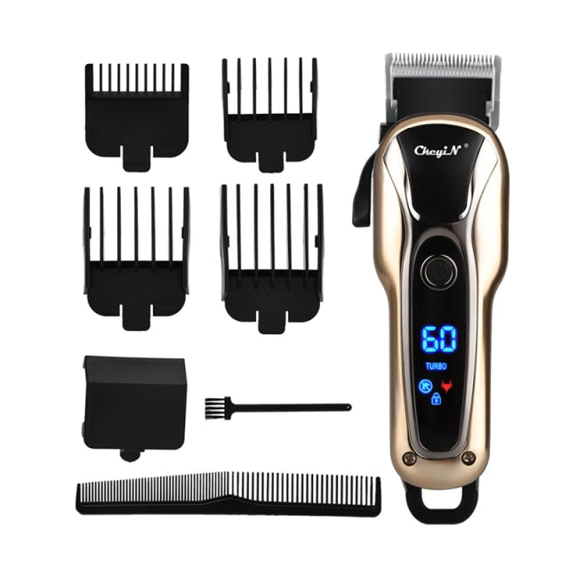 Professional Barber Hair Clipper Rechargeable Electric T-Outliner Finish Cutting Machine Beard Trimmer Shaver Cordless Corded