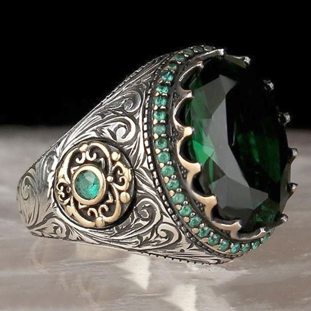 Anillo de sello turco hecho a mano Vintage de 30 estilos para hombres y mujeres, anillos Punk de piedra de ónix negro de Color plateado antiguo, joyería religiosa