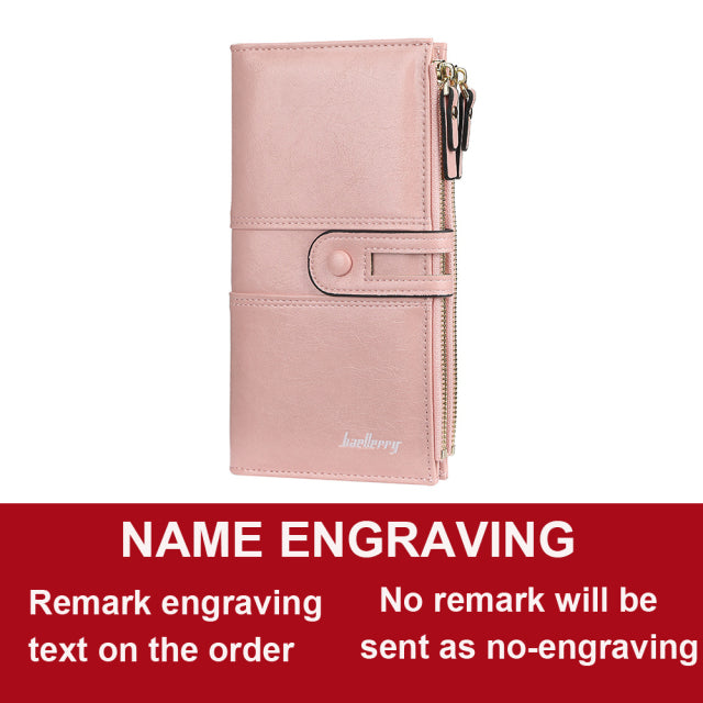 2022 Name Engrave Women Wallets Fashion Long Leather Top Quality Card Holder Classic Female Purse  Zipper Brand Wallet For Women