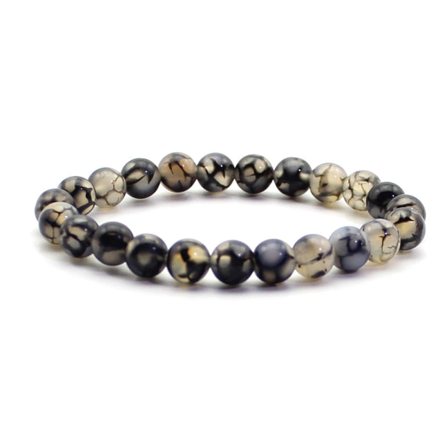 Pulsera de cuentas naturales para hombre, piedra Natural de 8mm, roca de lava, ojo de tigre, ónix negro, cuentas curativas mate, abalorio elástico, joyería de Yoga para mujer