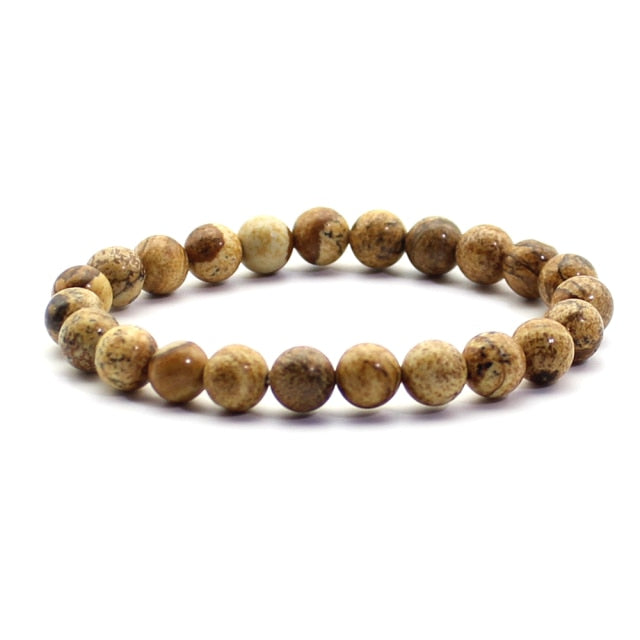 Pulsera de cuentas naturales para hombre, piedra Natural de 8mm, roca de lava, ojo de tigre, ónix negro, cuentas curativas mate, abalorio elástico, joyería de Yoga para mujer