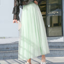 OHRYIYIE 2022 Herbst Winter Vintage Tüll Rock Frauen Elastische Hohe Taille Mesh Röcke Lange Plissee Tutu Rock Weibliche Jupe Longue